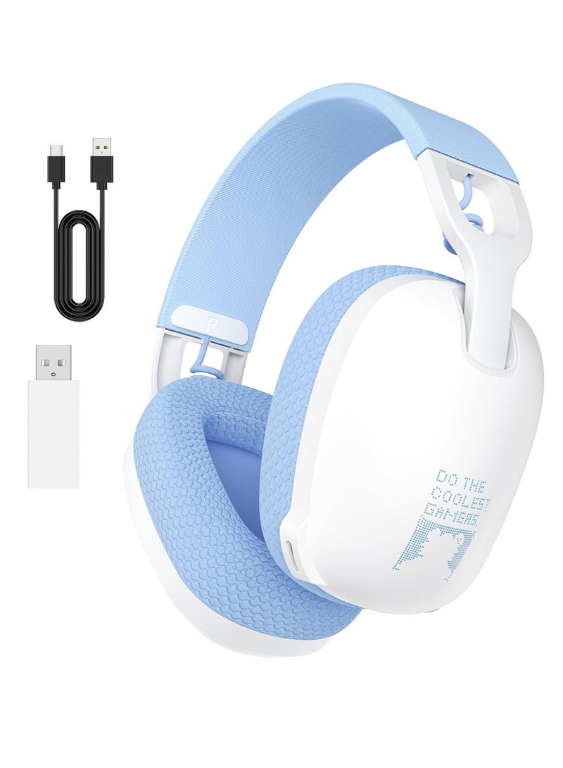 أونيكوما سماعة ألعاب لاسلكية B2 مع ميكروفون، سماعة رأس للألعاب فوق الأذن لأجهزة PS4 وPS5 والكمبيوتر الشخصي وSwitch وMac، سماعة ألعاب بلوتوث 5.3 بتردد 2.4 جيجاهرتز مع خاصية إلغاء الضوضاء وميكروفون، لون أبيض - Image 1